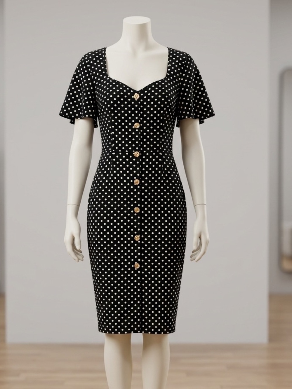 SHEIN Black & White Polka Dot Bodycon Dress Size 6 / M